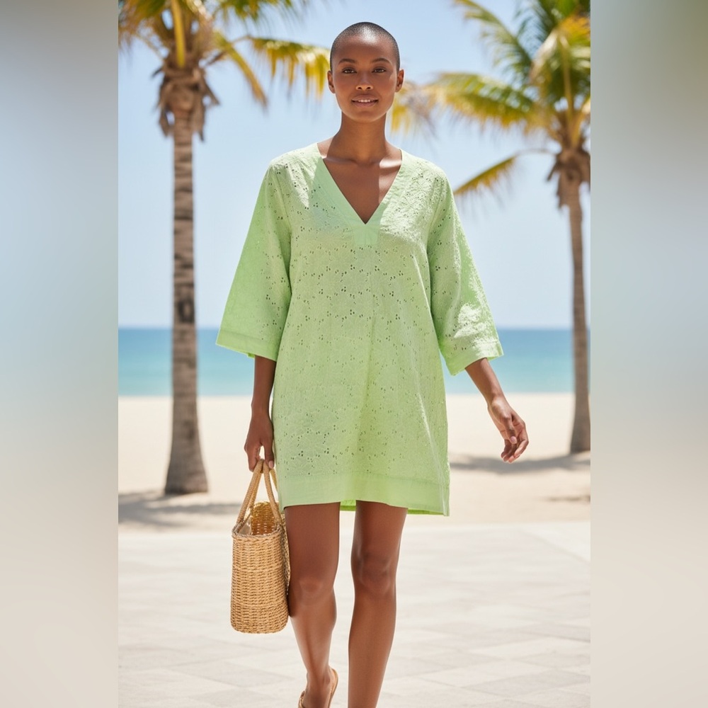 Fresh Produce Eyelet‎ Tunic Coverup & Tunic Top Seafoam Green